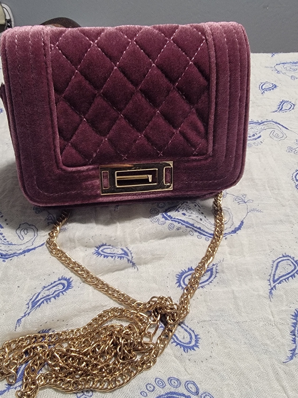Olivia Miller Purple Velvet Handbag